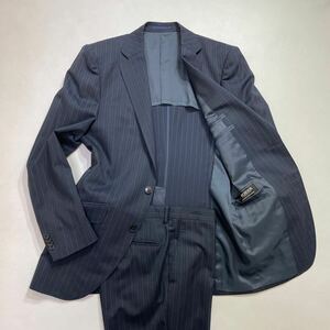 279 銀座 山形屋 HIGEER GINZA YAMAGATAYA ストライプ スーツ セットアップ 2Bジャケット 背抜き スラックス ビジネス オフィス 40504N