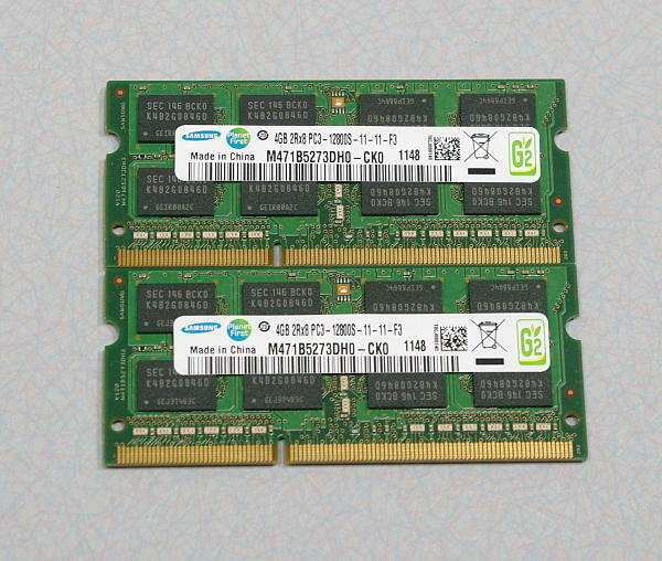 ☆SAMSUNG　メモリー　4GB×2枚/PC3-12800S/DDR3-1600[891]
