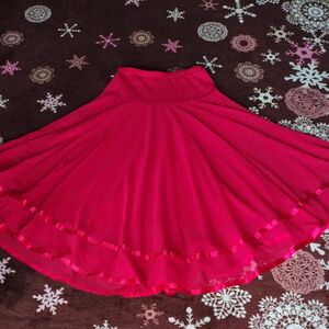 社交ダンススカート赤　フリーサイズ 
