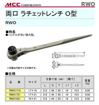 新着商品 〈MCC〉両口ラチェット　Ｏ型　RWO-1721_画像2
