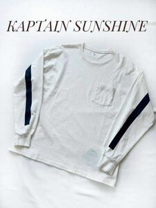 KAPTAIN SUNSHINE Captain sunshine 38 long T футболка с длинным рукавом KS20SCS07 WHITE×NAVY LINE[1 иен старт ][1~][1 иен лот ] б/у одежда 