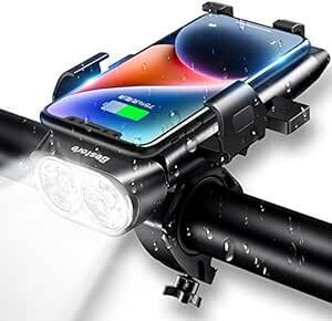 Mejor bicycle light [3600mAh high capacity * smartphone holder type ] bicycle head light 800 lumen high luminance USB rechargeable 3