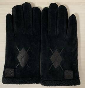 * unused beautiful goods * BURBERRY Burberry gloves leather cow leather black black group 