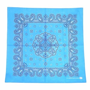バンダナ 1枚 ブルー ペイズリー 全9色 日本製 約53cm×53cm コットン ハンカチ ポケットチーフ 綿100% 三角巾 ペット カチューシャ