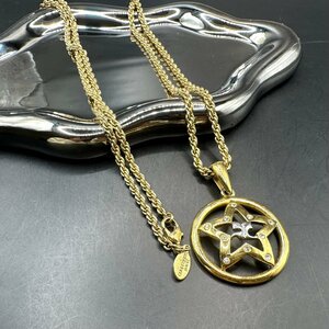 q701 Vintage COURREGES PARIS Courreges star Logo Mark necklace accessory Gold color 