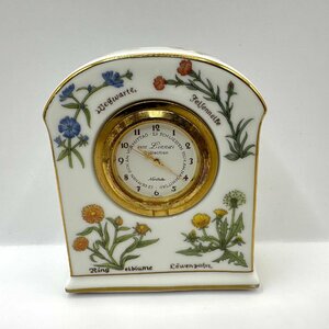 q761 未使用保管品　ノリタケ リンネコレクション ボーンチャイナ Noritake von Linnaei Collection 置時計 電池動作確認済み