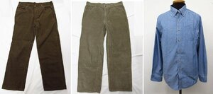 t3363　L.L.Bean　メンズ　シャツ1点/コーデュロイパンツ2点　コットン　デニムシャツ　カジュアルウェア　サイズL-REG/35　エルエルビーン