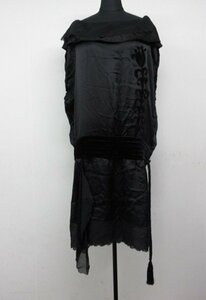 m1036 Tsumori Chisato dress silk dress black silk 100% ( stock )ei* net TSUMORI CHISATO DRESS tassel design dress 