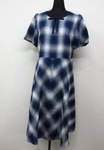 t6036 tag attaching unused storage goods TO BE CHIC One-piece short sleeves regular price 46,000 jpy cotton / flax three . association made in Japan size 40 blue group toe Be Schic 