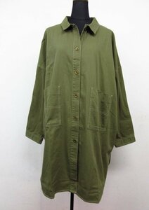 a1918　極美品　SHOO-LA-ＲＵＥ　オーバーサイズシャツ　コットンシャツ　レディース　(株)ワールド　カーキ系　サイズF