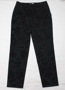 t1420　ミラショーン　レディース　パンツ　日本製　ブラック　花柄の織目模様　サイズ42　mila schon