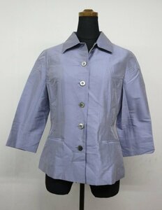 t8600　タグ付き未使用品　SUIVI　レディース　シャツジャケット　シルク　薄手　羽織りもの　絹100％　光沢のあるパープル系　サイズ2