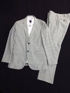 ｍ5012 美品　ユニクロ他　メンズスーツ上下セット+半袖シャツ　グレー系チェック柄　Ｓ　SLIM FIT　形態安定シャツ　全3点まとめて