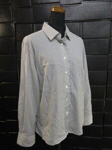 y9457 美品 Aquascutum 長袖シャツ　7S　ブラウス　ストライプ　日本製　 アクアスキュータム 　(株)レナウン