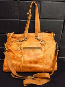 y5628 russet レザー2wayバッグ　ハンド/ショルダー　本革　トート　ラシット