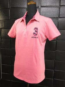 y9513　美品 adidas ポロシャツ　半袖　L/Gサイズ　レディース　ピンク　スポーツウェア　ゴルフ　アディダス
