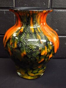y2928 昭和レトロ　ガラス製花瓶　フラワーベース　花器　マーブル　インテリア　置物　