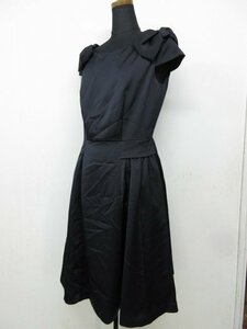 t8071 タグ付未使用品/31 Sons de mode/ドレス/ワンピース/ひざ丈/定価11,000円/肩リボン/濃紺/サイズ36/トランテアン ソン ドゥ モード