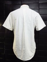 r5420　美品　Ralph Lauren/メンズシャツ/半袖/スリムフィット/ボタンダウン/サイズM/ラルフローレン　白　ホワイト系　ブランドマークあり_画像3