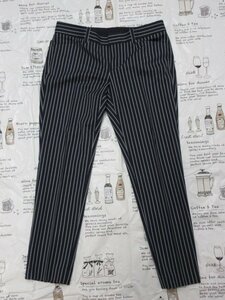 t8184 beautiful goods Untitled pants lady's navy x white stripe made in Japan size 3 UNTITLED