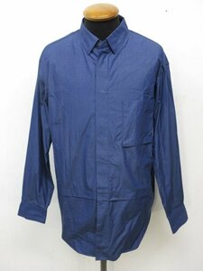 t7575　美品　ユニクロ　+J　ジルサンダー　メンズ　スーピマコットンシャツ　長袖シャツ　綿100％　ブルー　サイズM　