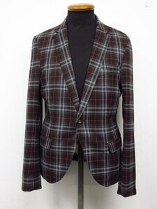 m4197 beautiful goods MK MICHEL KLEIN Homme Paris jacket check pattern brown group 48ito gold ( stock )