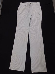 r5427　美品　PUMA　メンズパンツ　白色・黒色　ストライプ　ゴルフパンツ　スポーツウェア　(株)プーマジャパン　ゴルフウェア　ロゴマー