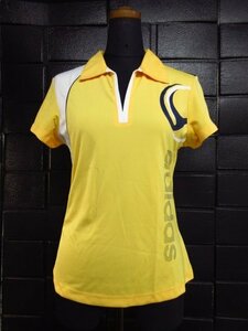 r5402　美品　adidas　レディース　半袖シャツ　黄色系　アディダススポーツシャツ　サイズM　スポーツパフォーマンス　ロゴ　