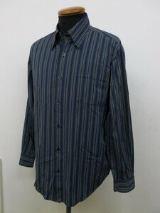y9882 極美品 ARAMIS 長袖ストライプシャツ Lサイズ　ブルー系　綿100％　日本製　Lサイズ アラミス