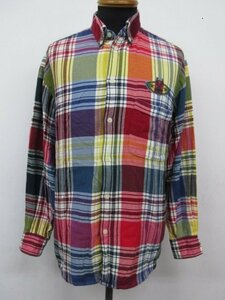t1487 beautiful goods ICEBERG Iceberg men's flannel shirt cotton shirt long sleeve button down Italy made cotton 100% size S