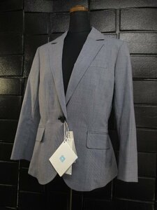 ｍ6086 タグ付き未使用保管品　The SUIT COMPANY She　レディースジャケット　42　ブルー系　細かい千鳥格子柄　クール＆ドライ　WASHABLE