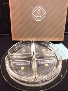 y5297 не использовался хранение товар HOYA закуска комплект plate 1 листов / маленькая тарелка 4 листов посуда стекло Hoya crystal 