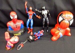 ｍ5574 マーベル　スパイダーマン　まとめて　全6点　貯金箱/小物入れ/フィギア/キーホルダーなど　USJ他　アメコミ/玩具/インテリア　現状