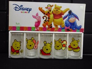 t5144 unused storage goods Winnie The Pooh glass 5 point set Disney Home Pooh collection Disney lovely 