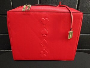 y9181 未使用保管品 ESTEE LAUDER ハンドバッグ　コスメバッグ　 レッド　メークアップコレクション トランプ 柄 エスティローダー