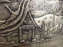 s3596　LAOS　ラオス　金属工芸　プレート　工芸品　風景画　インテリア　磁石がくっつかない素材_画像4