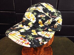 r5467　美品　 NEW YORK HAT 　ニューヨークハット　ハット　キャップ　ハワイアン風　黒色　キャスケット Rip Stop Camp Cap　アメリカ