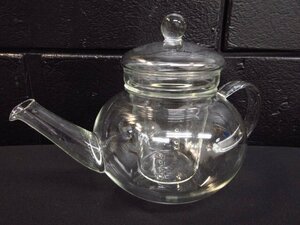 m4633 beautiful goods glass made pot small teapot etc. black tea / green tea / herb tea / fruit tea etc. maximum diameter approximately 13cm calibre approximately 7.5cm keep hand ~ note .. approximately 21cm