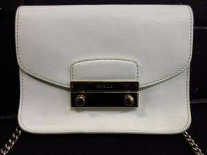 y2549　FURLA メトロポリス ショルダーバッグ ポシェット　ミニ　チェーン　ホワイト　フルラ　