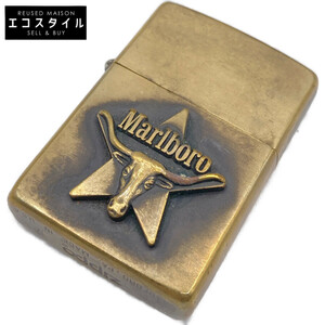 1円 ZIPPO ジッポ 93年製 ゴールド マルボロ ロングホーン×スター オイルライター ライター