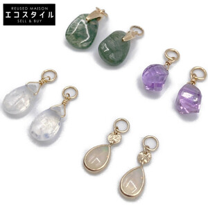 [1 jpy / beautiful goods ] agete Agete K10YG multi Stone earrings charm 4 point Piaa Stop 