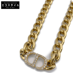 1 jpy Christian Dior Christian Dior N1713MTGCY Gold 30 monte -nyu rhinestone necklace choker 