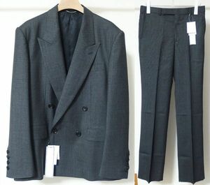 24SS JOHN LAWRENCE SULLIVAN ジョンローレンスサリバンGlen plaid wool double breasted jacket ジャケット46 straight trousers パンツ46