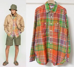 22SS Engineered Garments エンジニアードガーメンツ Work Shirt Cotton Broad Cloth Big Plaid ワーク シャツ M チェック