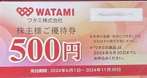 ワタミ　株主優待券4000円分　2024/11/30