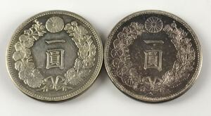 1000円〜■▲★日本古銭 一圓銀貨 一円銀貨 総重量53.9g 明治十七年 十九年 大日本 竜 菊紋 貨幣 2枚 まとめ★okoy2638110-322★c11145