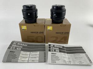 1000円~■★動作未確認★カメラレンズ Nikon ニコン AF NIKKOR 24mm 1:2.8 50mm 1:1.4 箱付き 現状品★okoy2715011-331★t9271