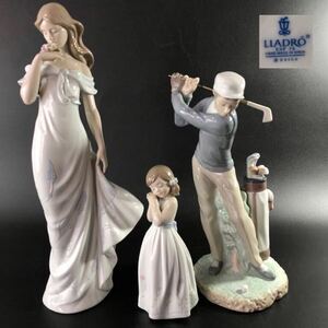 1000円〜■★LLADRO★リヤドロ 甘い香り 6918 我が家のプリンセス 6973 ナイスショット 4824 陶器人形 3点まとめ★okoy2657501-157★r30552