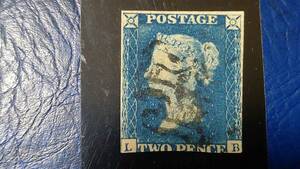 ペンスブルー　英国　２P イギリス　L-B　切手　美品　カットマージン