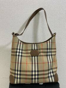 6902. BURBERRY シャドーホース ワンショルダーバッグ バーバリー ノバチェック シャドーホース ブラウン ヴィンテージ トートバッグ